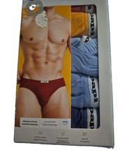 Nwt Papi 5 PK Premium Cotton Low Rise Mens Briefs XL 40-42" Stretch Logo Waist