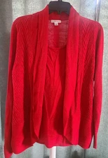 Croft & Barrow Women Cardigan Medium Red Built in Tank Office Casual Crochet