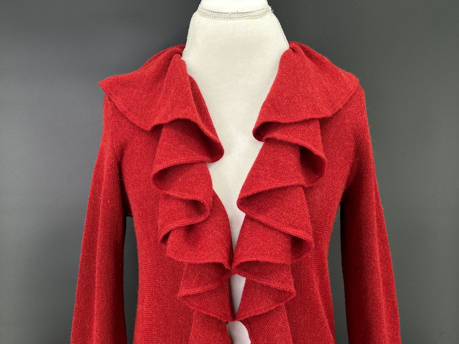 Beyond Threads Alpaca Wool Open Front Ruffle Dust… - image 2