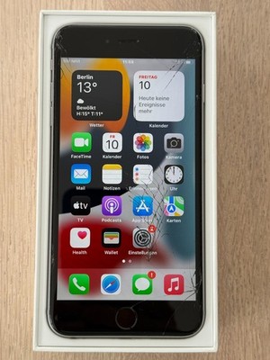 iPhone 6 Plus   64 GB   Silber   Modell A1524 - OVP   Displayglas defekt