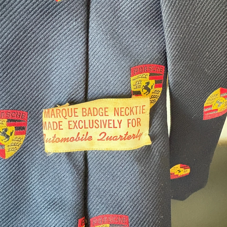 Vintage Porsche Mens Tie Marque Badge for Automobile Quarterly Porsche Logo Navy - Image 4 of 4