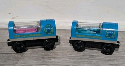 Thomas & Friends Sodor Aquarium Light Up Shark & Squid Train Cars Wooden READ 