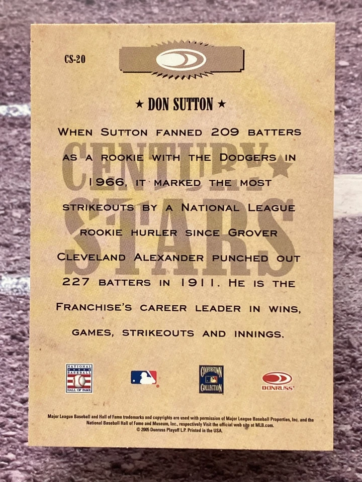 2005 Donruss Throwback Threads Century Stars Don Sutton #CS-20 - Image 2 of 2