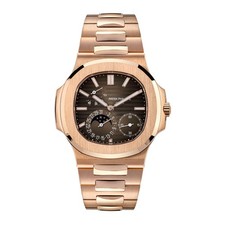 Patek Philippe Nautilus Watch 40MM Brown Index Hour Markers Dial Rose Gold