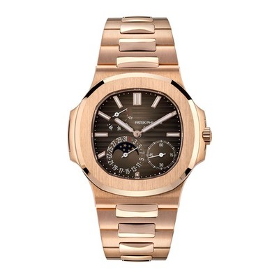 Patek Philippe Nautilus Watch 40MM Brown Index Hour Markers Dial Rose Gold