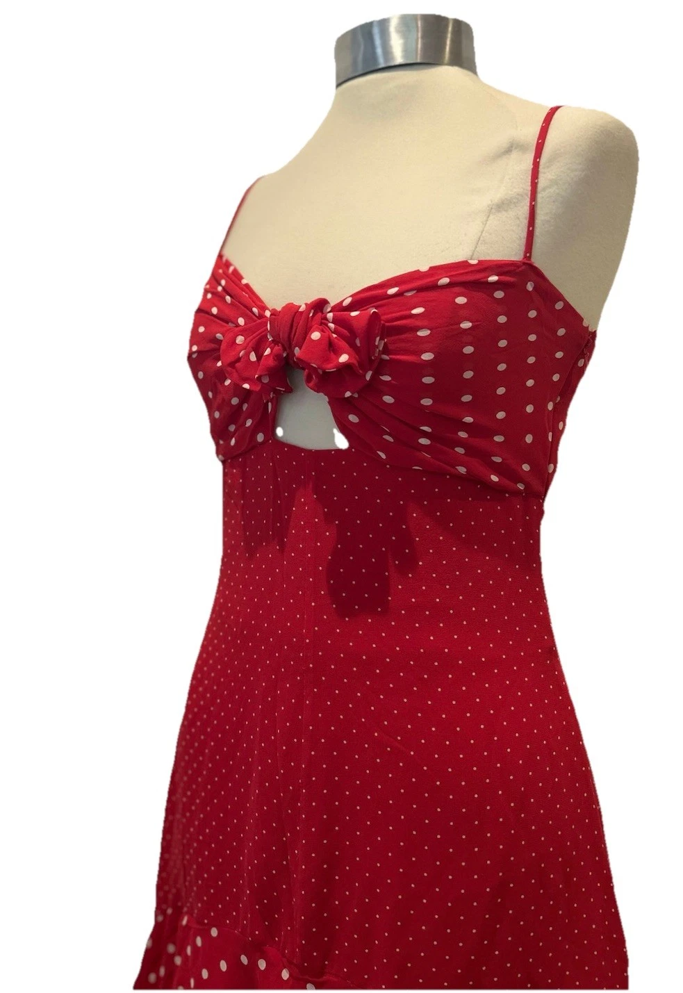 Abito flamenco vintage Valentino 100% seta rosso e bianco a pois a strati taglia 10