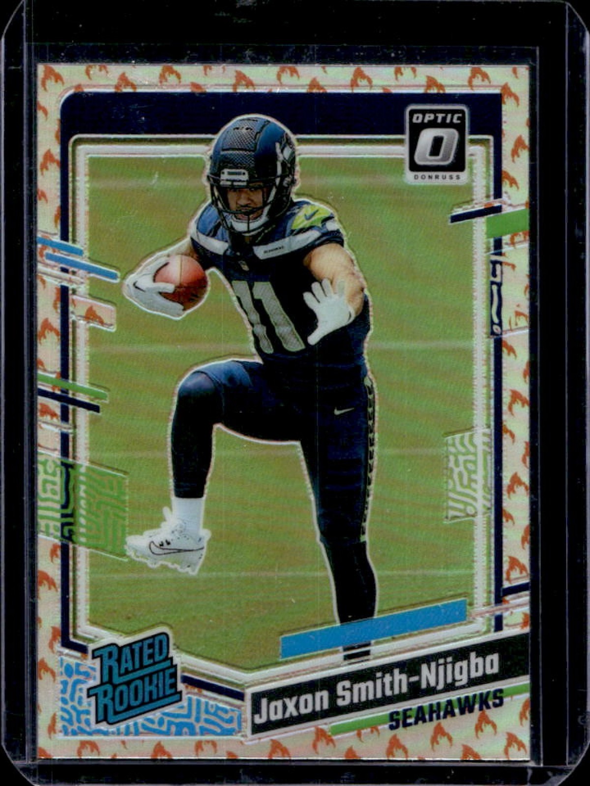 2023 Donruss Optic Jaxon Smith-Njigba Fire Emoji Prizm Rated Rookie #293