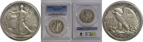 1917-D Obv   Walking Liberty Half Dollar   PCGS XF-45
