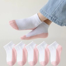5 Pairs Spring Children Socks 100 Cotton Kids Fashion Black White Pink Student