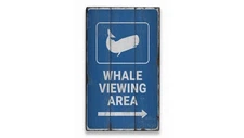 Whale Viewing Area Rustic Distressed Sign, Personalized Wood Sign