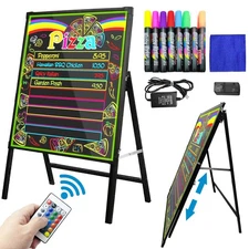 LED Message Board 32" x 24" Self-Standing LED Signs, Menu Board with Adjustab...