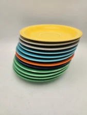 Vintage Fiestaware saucers with outside rings! THE EARLY STUFF! 5.75 inch 1930s