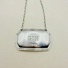 Vintage Sterling Silver Decanter Liquor Label for Gin Bottle Accessory
