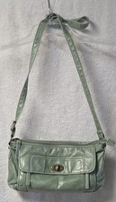 Bueno Faux Leather Crossbody Shoulder Bag Mint Green w/ Antique Brass Turn-Lock