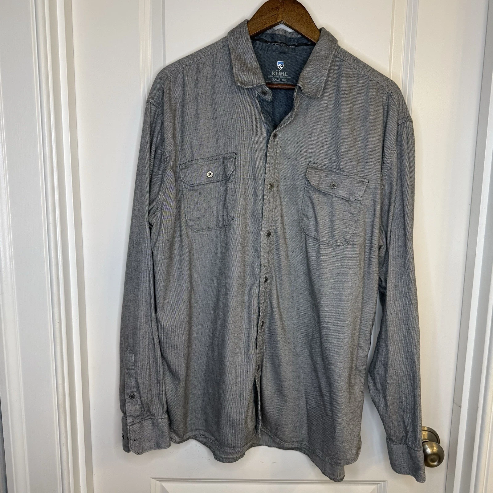 Kuhl Descendr Flannel Mens XL Gray Long Sleeve Tencel Outdoor Hiking Trail Shirt