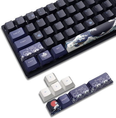 PBT Keycaps - Great Wave of Kanagawa Japanese Design, Dye-Sub Custom Keycaps Set