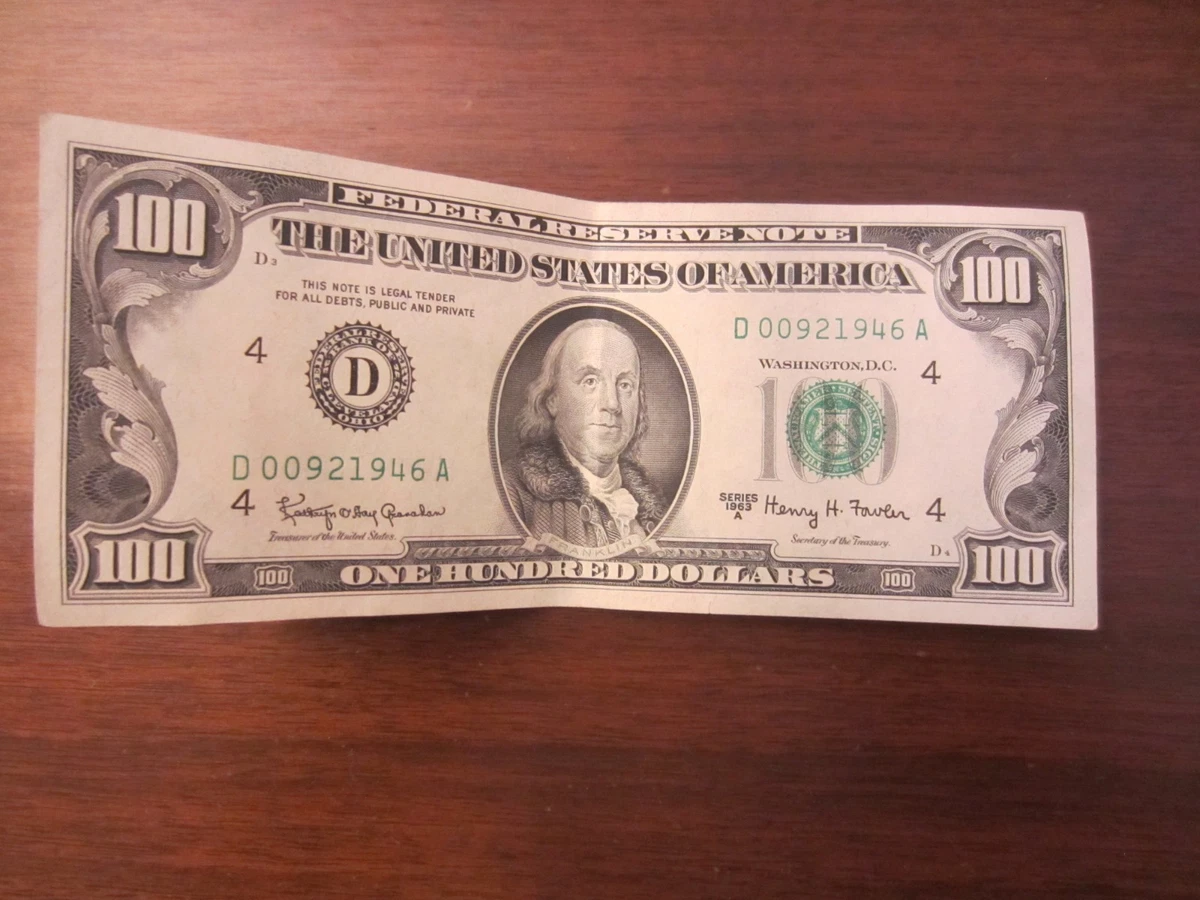 Circulated $100 1963 US Federal Reserve Small Notes for sale | eBay