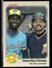 1983 Fleer #640 Home Run Threats (Ben Oglivie / Reggie Jackson) Card 3002A