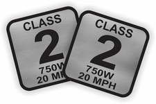 Pair 2 Square Class 2 E-bike Silver Stickers Electric Bike Decals 750w 20 Mph Pair 2 Square Class 2 E-bike Silver Stickers Electric Bike Decals 750w 20 Mph