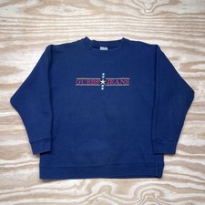 Vintage 90S Guess Jeans Essentials Embroidered Navy Blue Sweatshirt Sz Medium