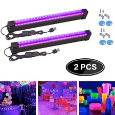 UV Black Light Bar Fixtures Ultraviolet Lamp Strip US Plug DJ Party Club 2PCS