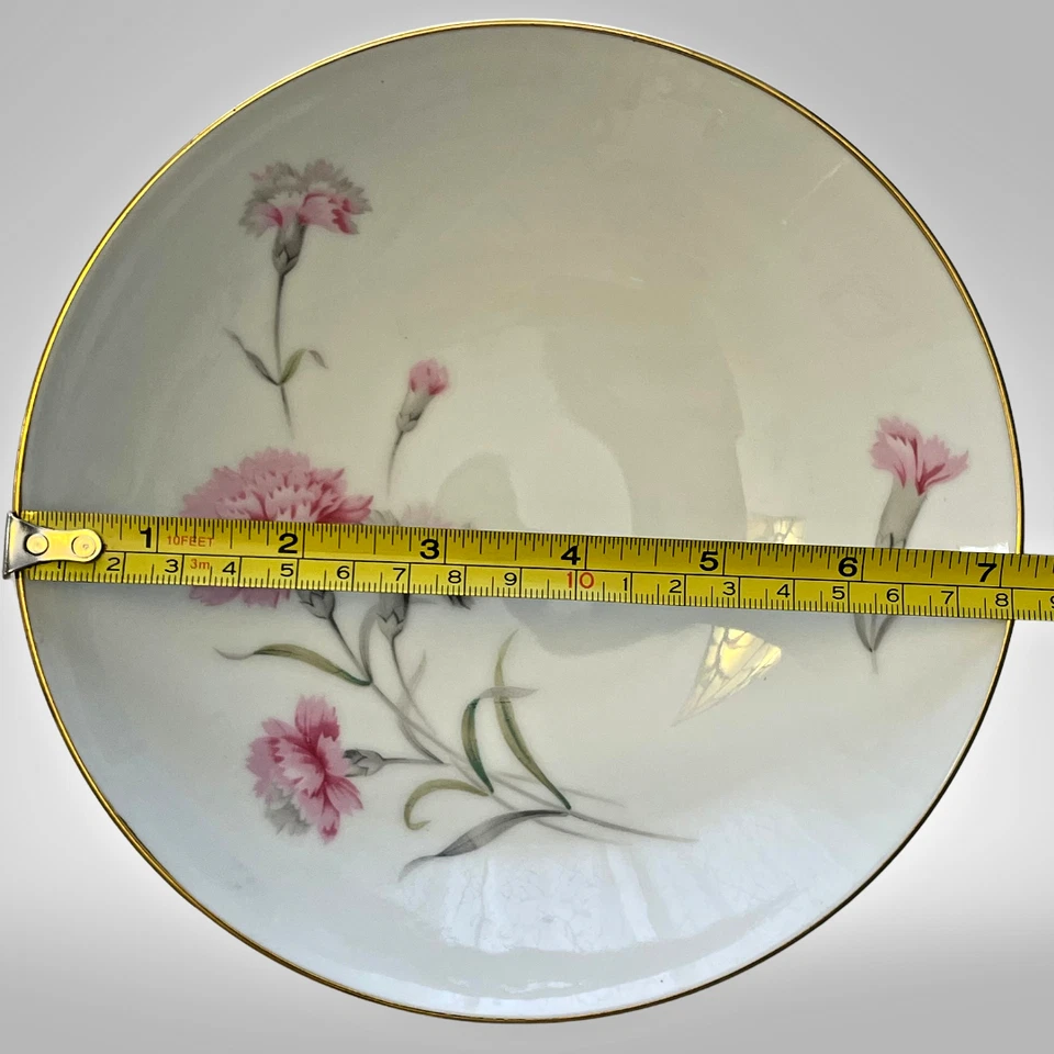 Carnation 7" Bowls Royal Court Fine China Set of 4 Japan Pink Gold Rim 1960s VTG - Image 4 of 4