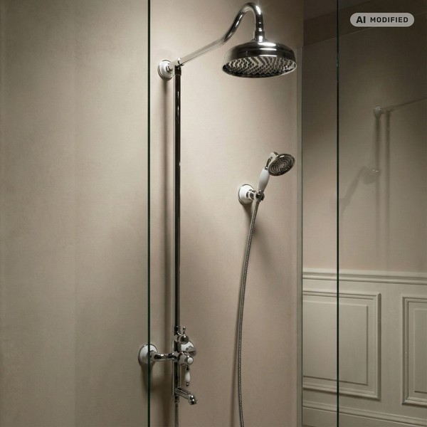 PaulGurkes Nostalgie Duschsystem Aufputz Regendusche Set Retro Landhausstil-image