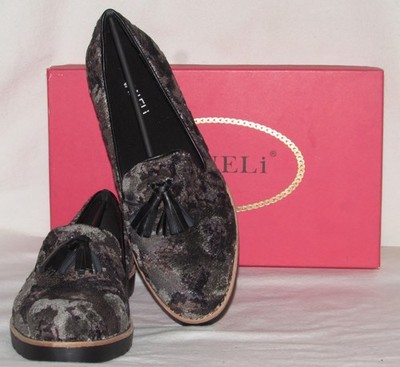 New Womens Ladies VANELI Black Brown & Gray Velvet Tassle Loafers 9 M Orig $175
