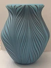 Fenton Dave Fetty Robert Barber Blue Pulled Feather Vase 7 3/4 Tall