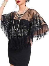 Womens 1920s Shawl Wraps,Sequin Beaded Flapper Evening Shawls for women forma...