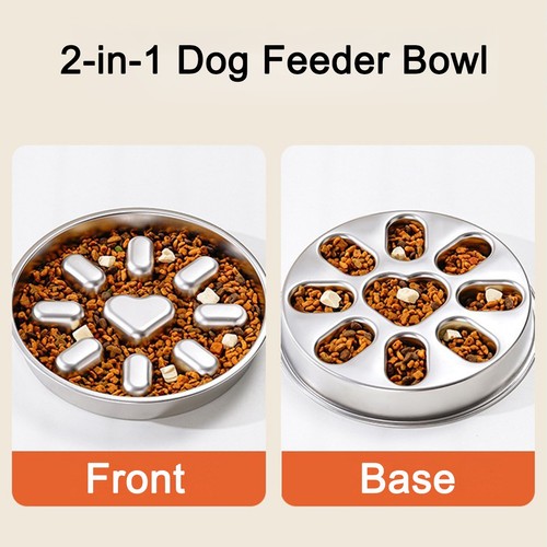 Slow Feeder Dog Bowls Stainless Steel Dog Food Bowl Non-Slip Pet Bowl Thicken