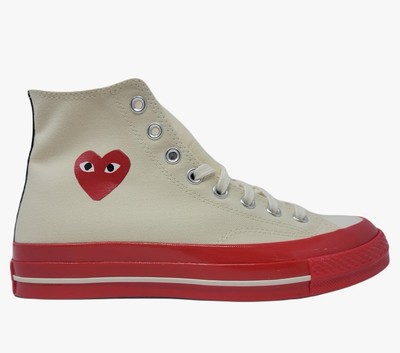 Converse Unisex  Chuck Taylor All-Star 70 Hi CDG Play Beige/Red Sz:W12/M10 NWT