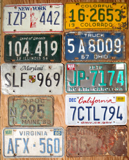 Ten 10 License Plates Number Tag Plate Craft Lot