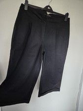 M&S Women's Black Crop Length Trousers /below Knee Shorts Size 16