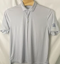 Johnnie O Golf Polo White Blue Stripes Performance Shirt Greenbrier Resort XL