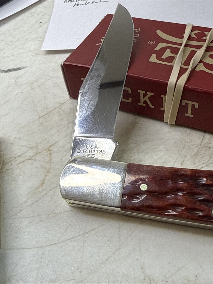 Case XX BR61135 SS Mahogany Bone Peach Seed Jig Axe Handle Ruple