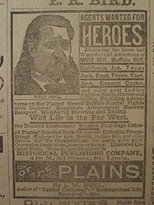 1882 McHENRY CTY IL BUFFALO & WILD BILL FRANK JAMES SURRENDER BR JESSE NEWSPAPER