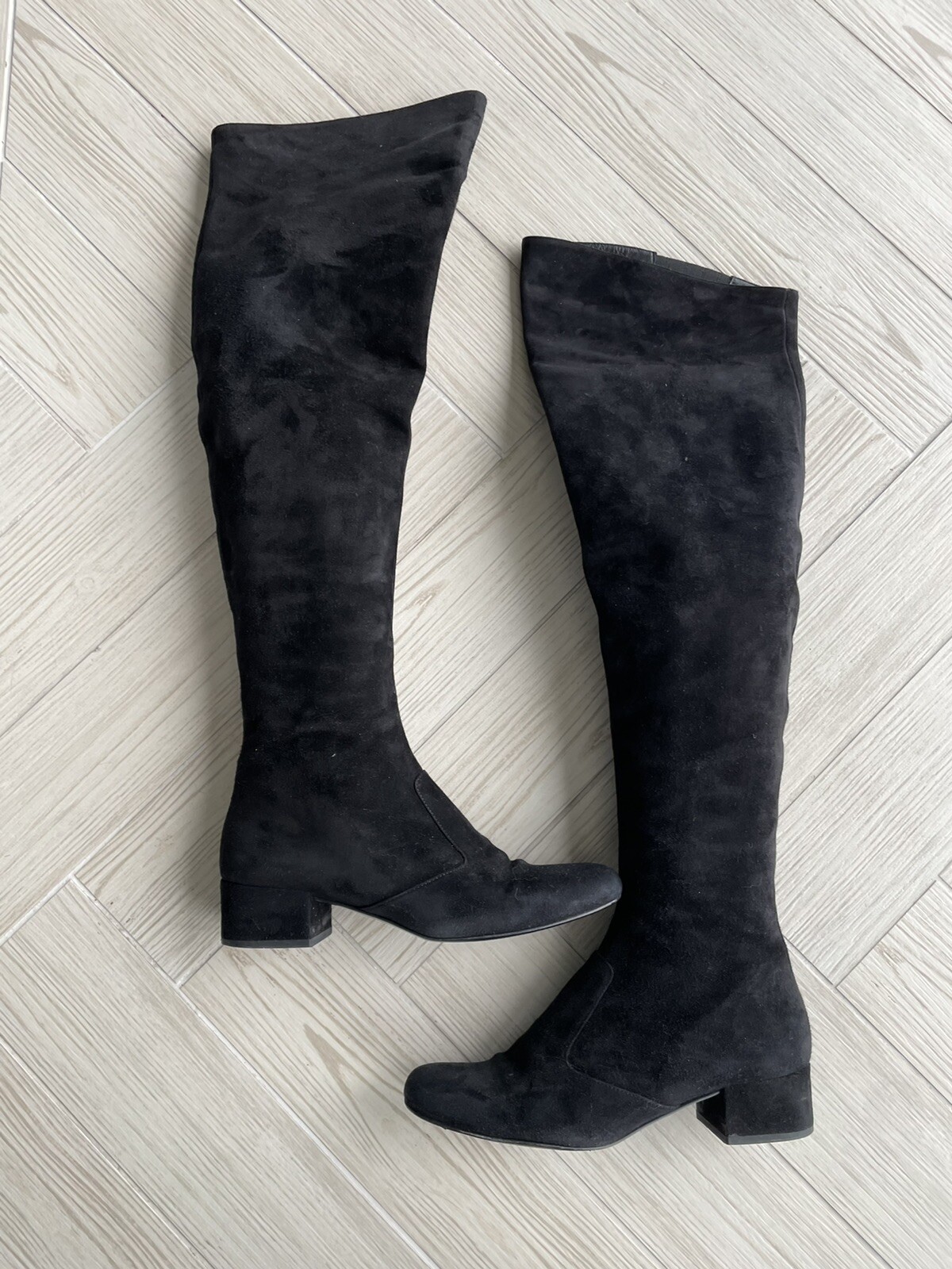 Stivali sopra il ginocchio Saint Laurent scamosciati neri 37