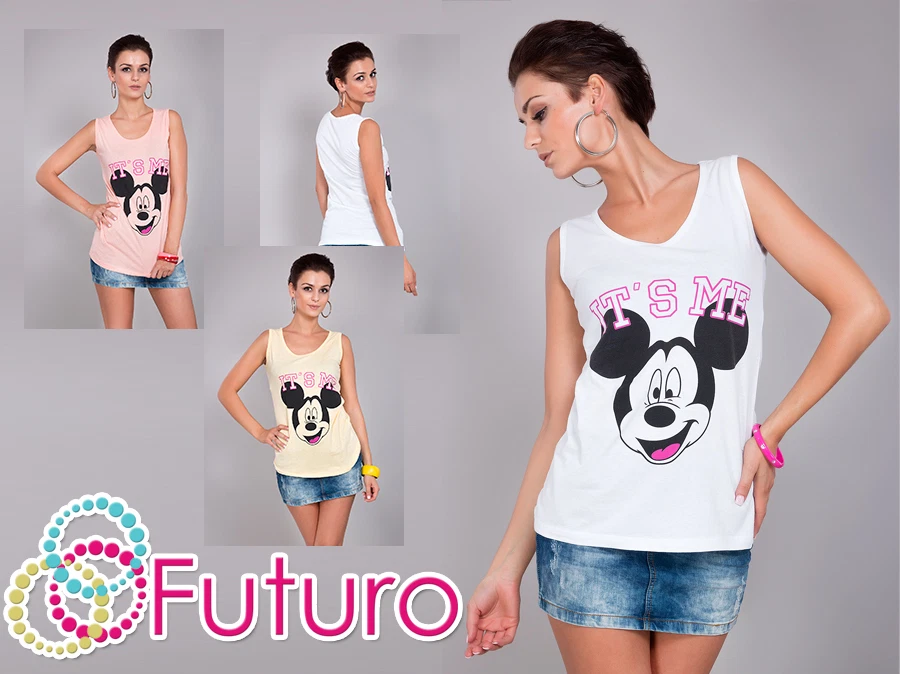 FUTURO FASHION Damen Weste Top IT'S ME Druck ärmellos Freizeit Baumwolle T-Shirt Größen 8-14 FB27