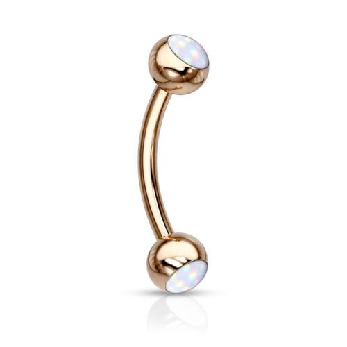 Surgical Steel Rose Gold Eyebrow Bar with Clear Illuminating Stone Set Balls - Picture 1 of 1