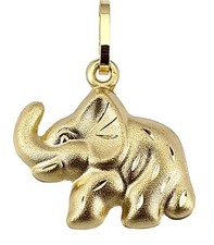 Pendant Elephant Plastic 3D Matte 585 Yellow Gold Unisex