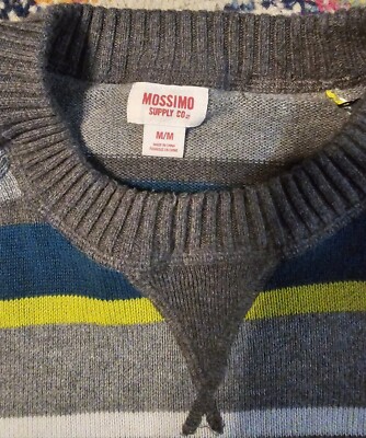 00s Mossimo Supply ボーダーサーマル y2k greeny Mossimo Supply Co MEDIUM Gray With Stripes Sweater | eBay