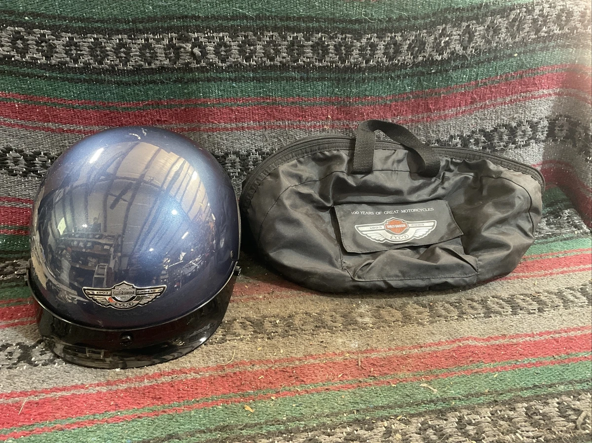 Harley Davidson 100th Anniversary Blue Steel Half Helmet Small