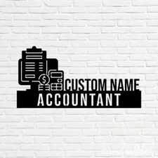 Personalized Accountant Metal Name sign Work Office Door Desk Decor Wall ArtGift