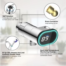 Universal Shower Head Holder Bracket for Handheld Shower Head LED Display Chrome