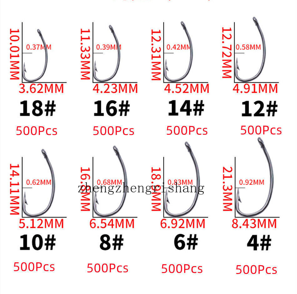 500pcs High Carbon Steel Fly Fishing Hooks 2~18# Dry Wet Nymph Shrimp Tying Hook 500pcs High Carbon Steel Fly Fishing Hooks 2~18# Dry Wet Nymph Shrimp Tying Hook