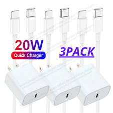 3Pack 20W Fast Charger Adapter Cable For iPhone 14 13 12 11Pro Max USB-C PD Cord