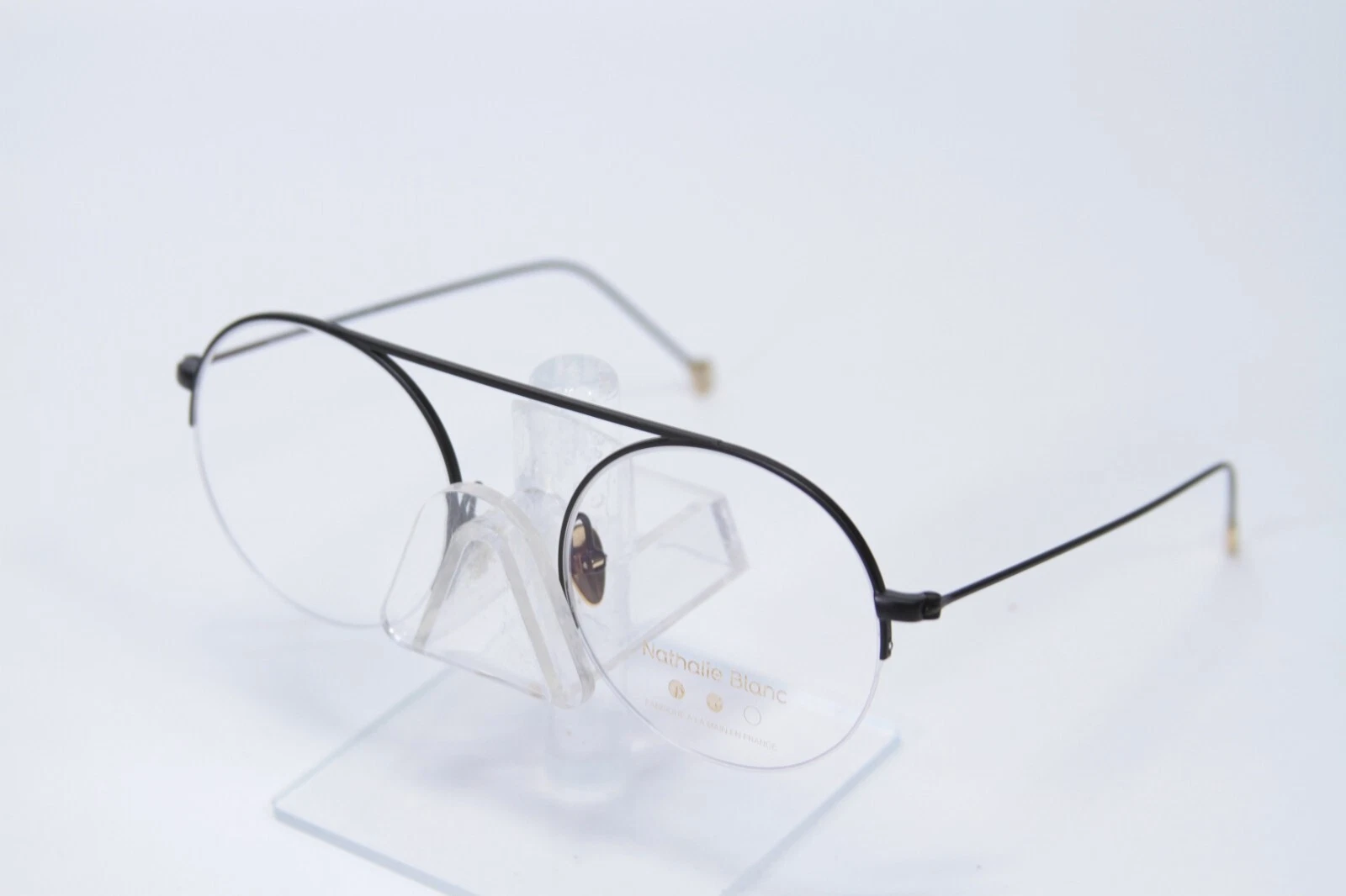 NEW Authentic Nathalie Blanc Eyeglasses Handmade France Hermes Matte Black 49/19