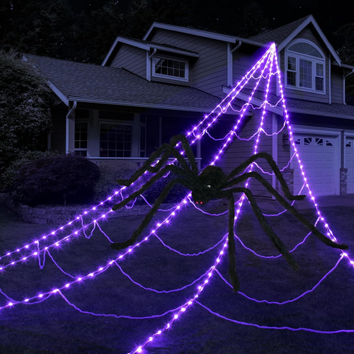 Halloween Spider Web Lights Decoration 250LED Light up Spider Webs Halloween Dec