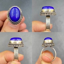 Unique Rare Restored Ancient Roman Silver Plated Ring With Blue Stone